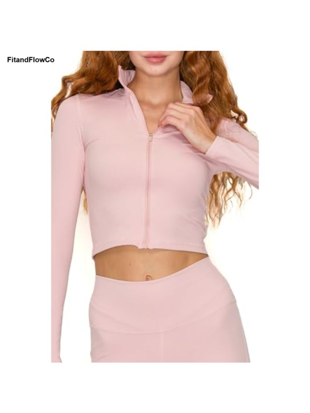 Slim Fit Full Zip Mock Neck Crop Track Jacket Seamless Workout Top